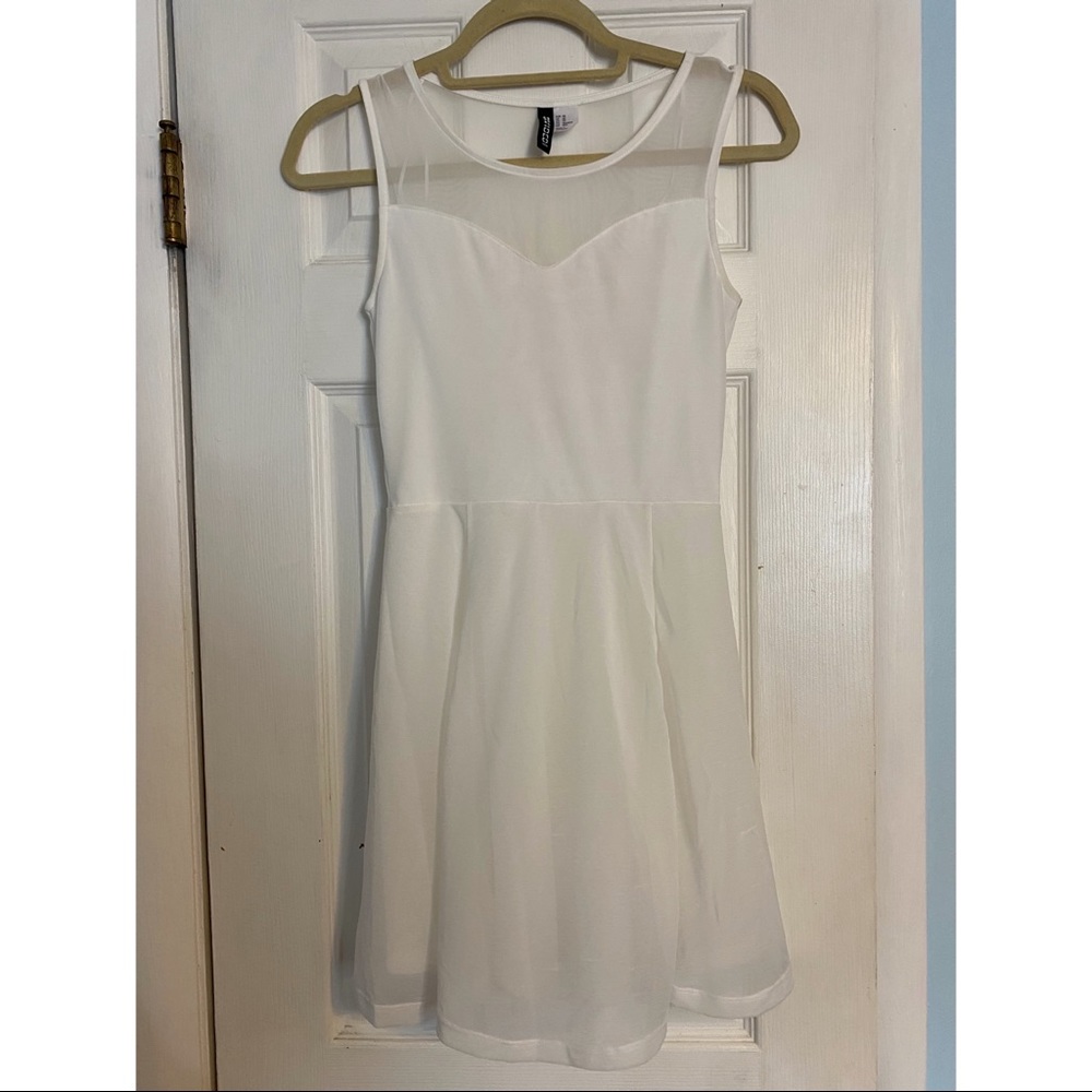 Cute White Fit and Flare Dress | Size XS